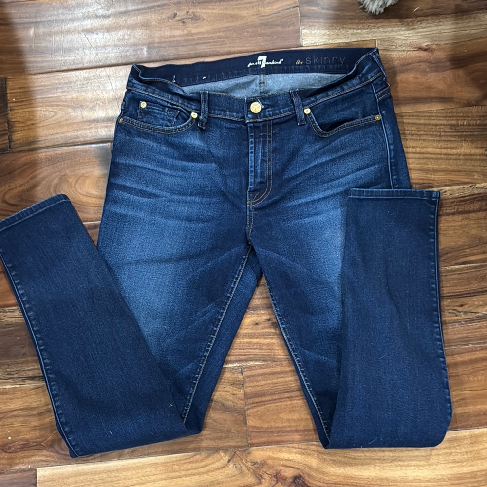 7 for all mankind, size 32 Dark Blue Skinny Jeans